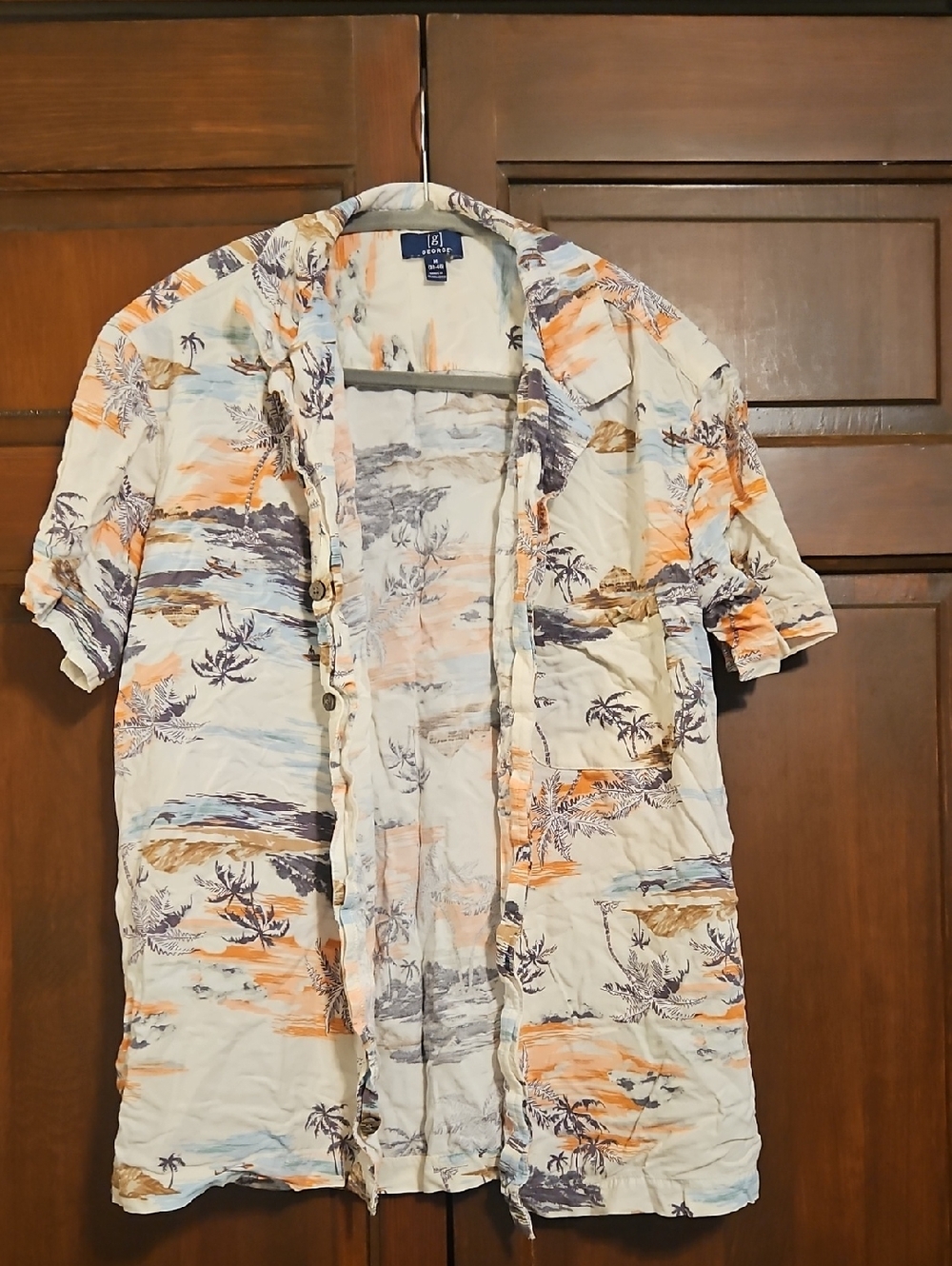 George Mens Short Sleeve Button Down Shirt Beach